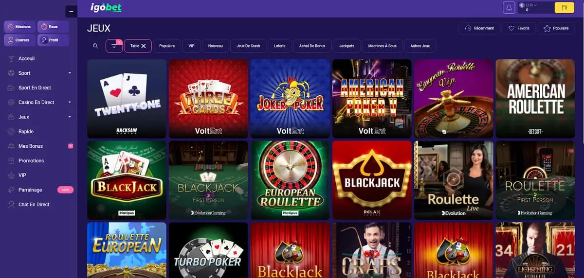 IgoBet Live Casino sectie met Evolution en Pragmatic Play dealers
